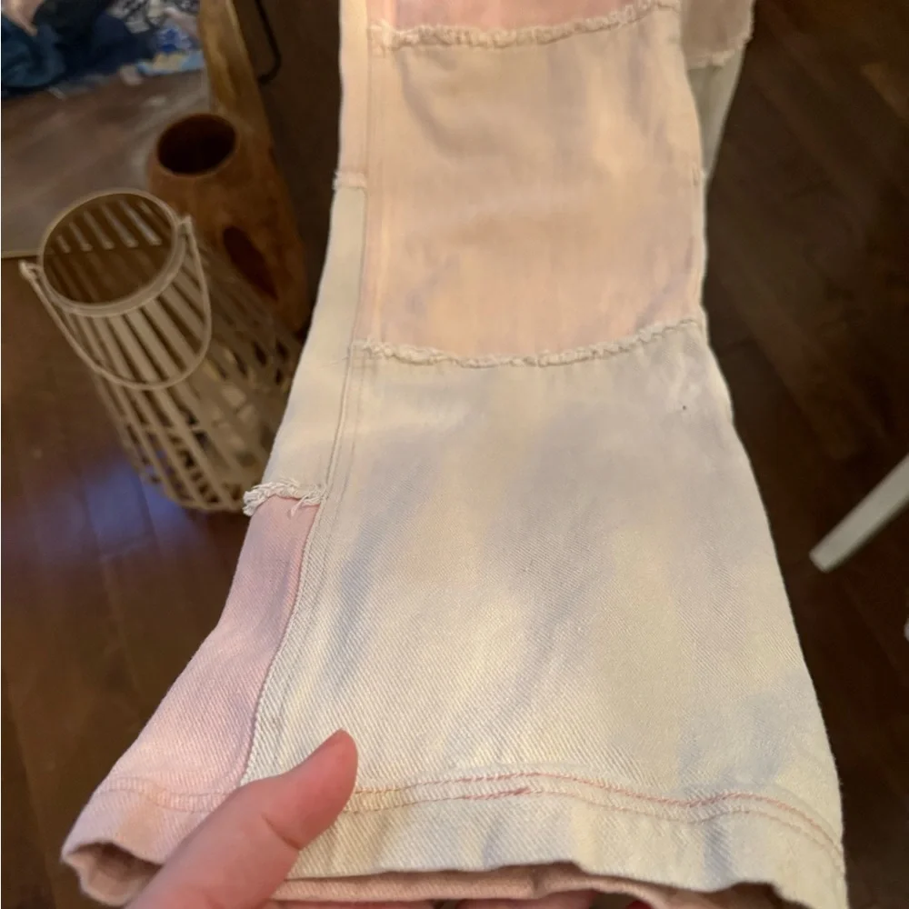 Papermoon Pink and Cream Adorable Distressed Jumpsuit Size Small - Picture 8 of 14